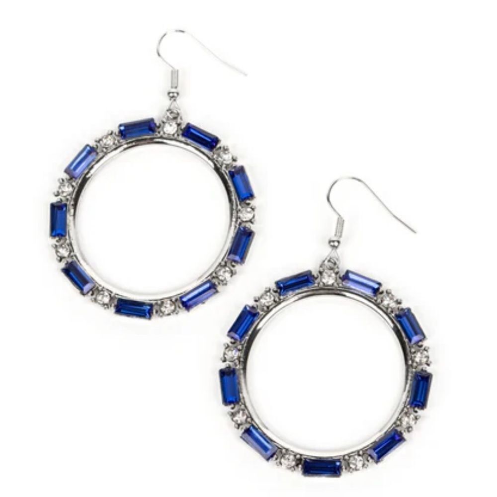 Paparazzi gritty glow blue earrings